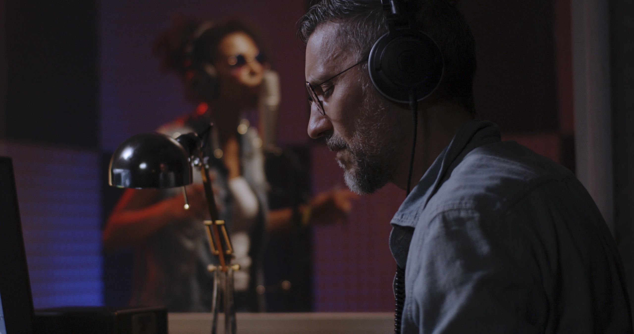 Recording session in a professional audio studio